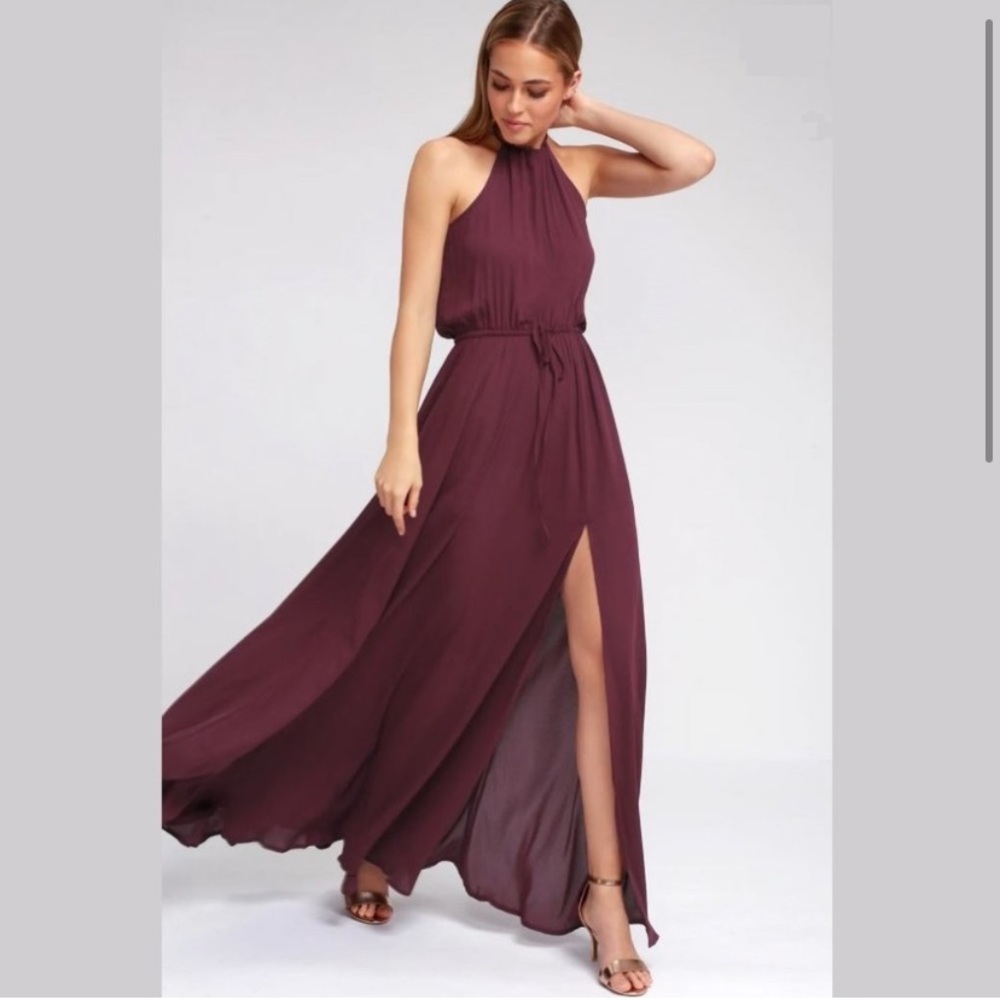 Lulus Essence of Style Burgundy Maxi Dress